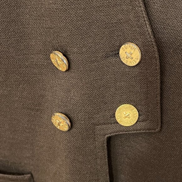 VTG Sonia Rykiel Paris Brown Wool Blazer Jacket Frence Size 8-10 Gold Button - Picture 3 of 14